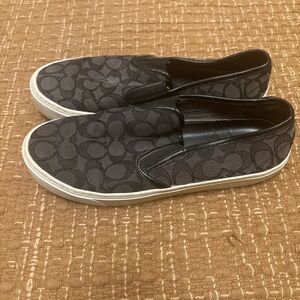 Coach Black Patterned Slip-On Loafers